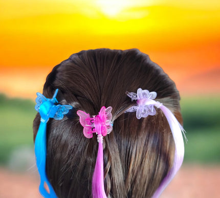 12 Pares de pincitas mariposas con Extensiones de colores $6.5 c/u