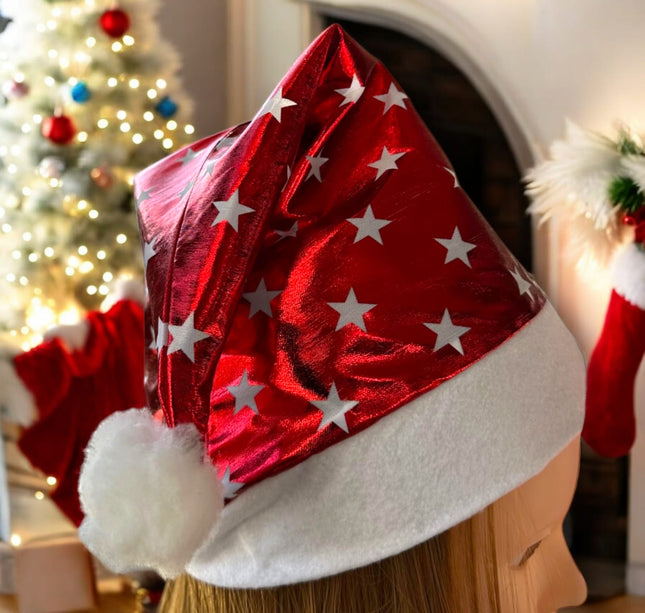 12 Gorros Navideño Metalico Decorado Rojo/Amarillo $14.17 c/u