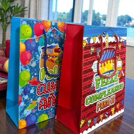 12 Bolsas de Regalo "Feliz Cumpleaños" $11.5 c/u