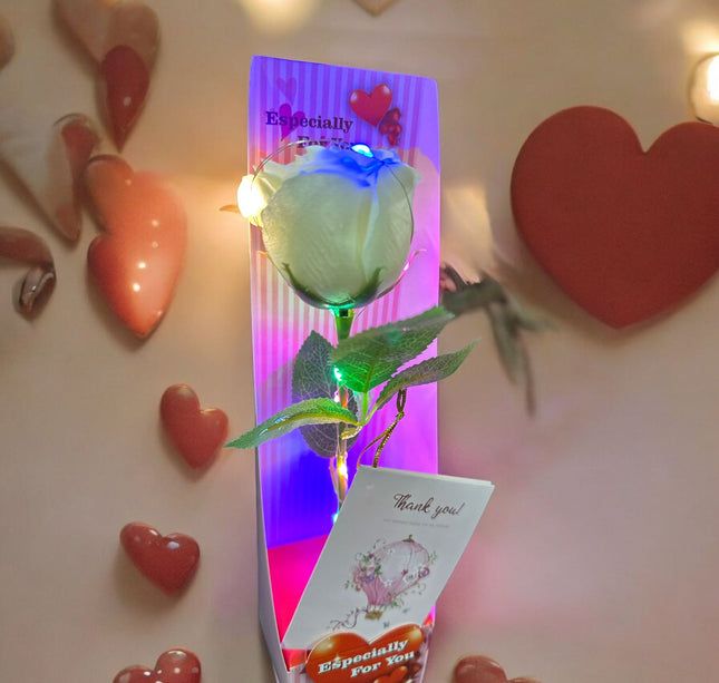 3 Rosa de Regalo con Luz y Tarjeta San Valentín $55 c/u