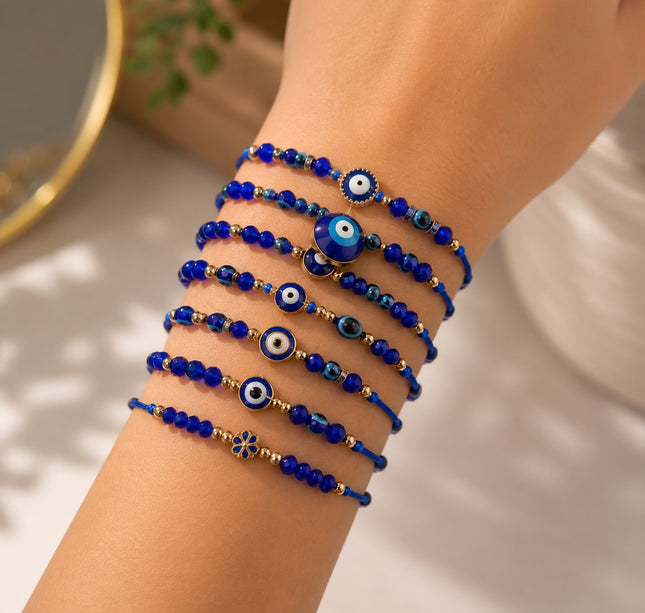12 Pulseras Ojo Turco Ajustables $6.65 c/u