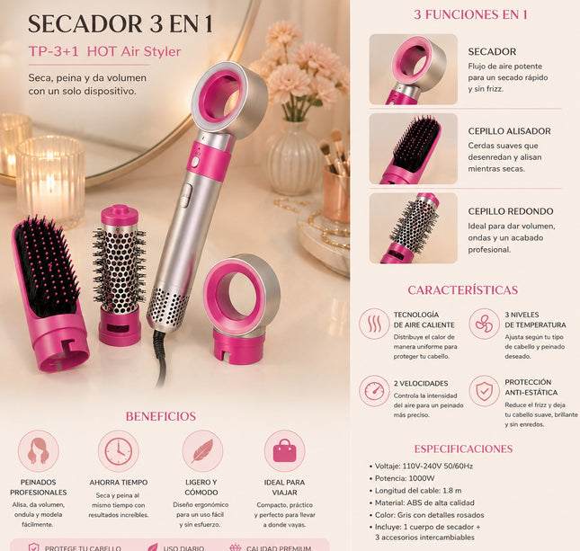 Exclusivo Tienda en linea 💥💎Secador para Cabello 3 en 1