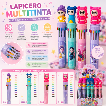 36 Lapiceros Guerreras K-Pop Multitintas con Figura 3D $9.5 c/u