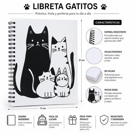 Exclusivo Tienda en linea 💥💎Libreta Gatitos de Pasta Dura y doble Esiral