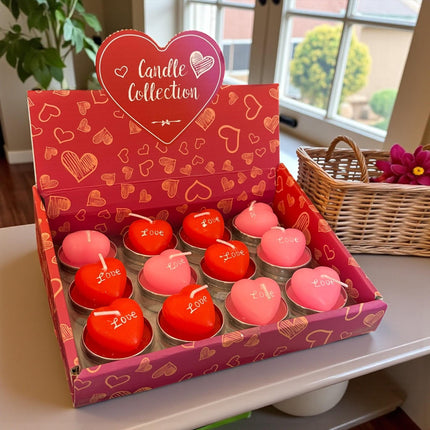 12 Velas Corazon Rojas/Rosas "San Valentin" $8.5 c/u