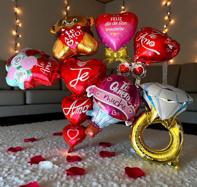 10 Globos Figuras San Valentin 18 Pulgadas $18 c/u