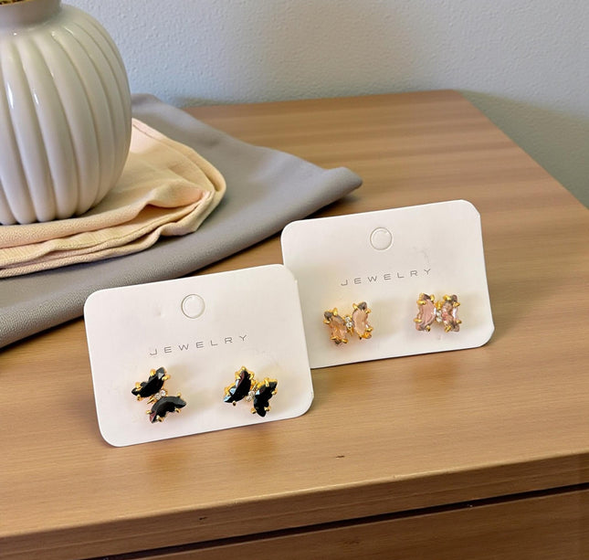 12 Aretes Mariposa Linda Tornasol Colores $12.92 c/u