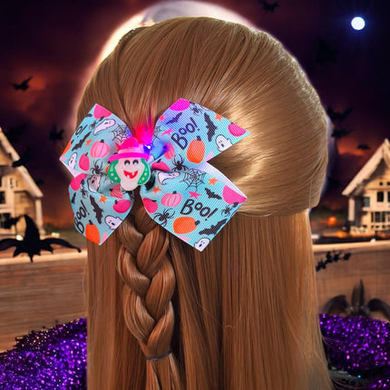 12 Moños Halloween Con Luces con Figurita $11.5 c/u