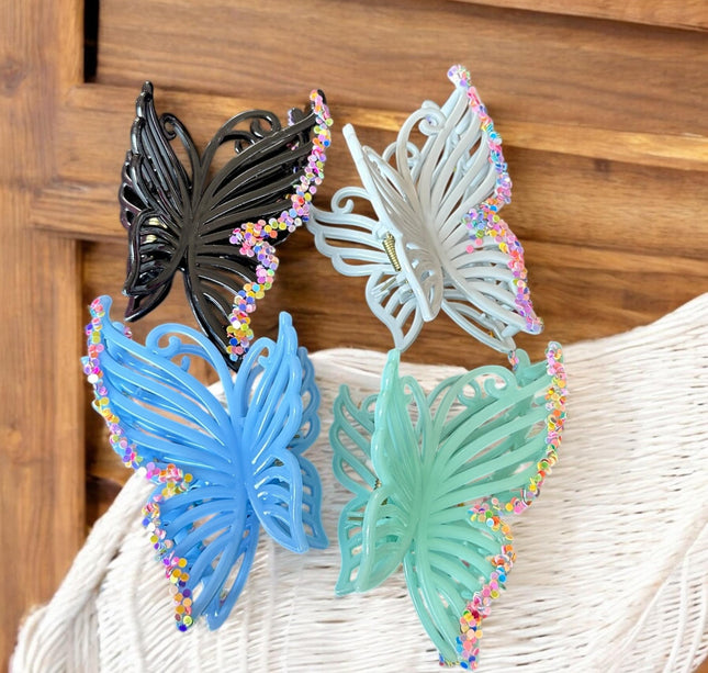 12 Pinzas Premium Mariposa Brillantes $11.5 c/u