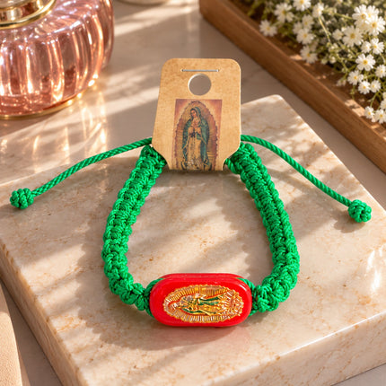 6 Pulsera Verde de la Virgencita con Medalla $14.4