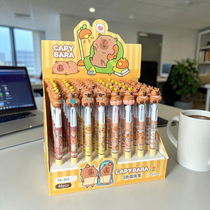 48 Lapiceros Capibara Multitinta Figura 3D 4 Colores $6 c/u