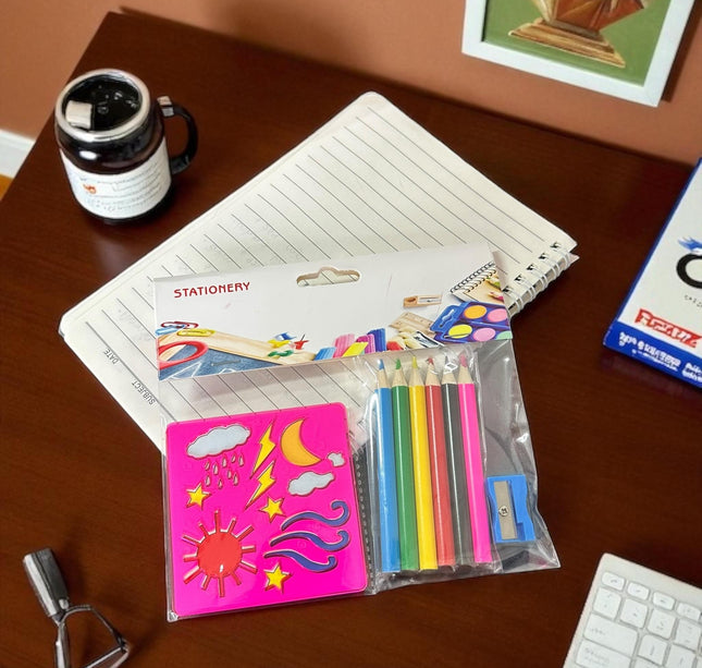 24 Sets de Dibujos Colores y sacapuntas $18.5 c/u