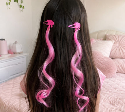 12 Pasadores con Extensiones Barbie Colores, Diferentes Diseños 12.6 c/u