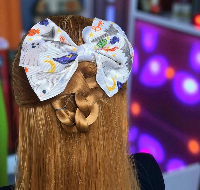 12 Moños Halloween Grandes Estampados $10 c/u