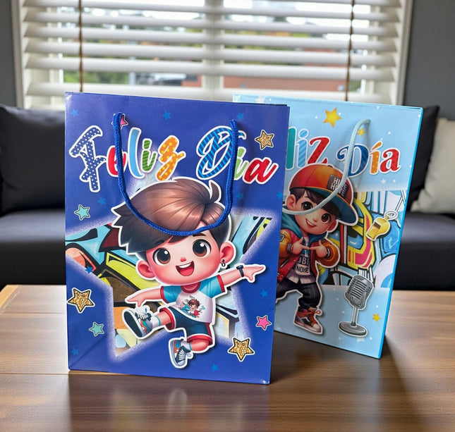 12 Bolsas para Regalo "Feliz Dia" $5.9 c/u