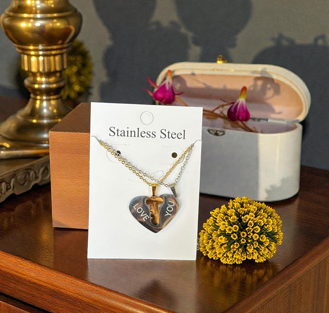 12 Duos de Collar Parejas Acero Inoxidable Dorado/Plateado $25.83 c/u