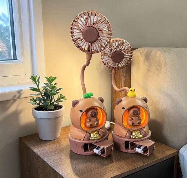 Ventilador Capibara Patito con Sacapuntas