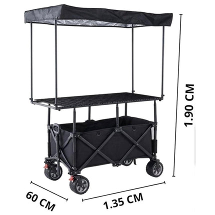 Carrito Utilitario Plegable de Doble Nivel con Toldo Protector y Mesa