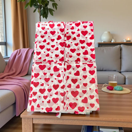 12 Cortina Cuadricular Corazones "San Valentin" para Decorar $14.5 c/u