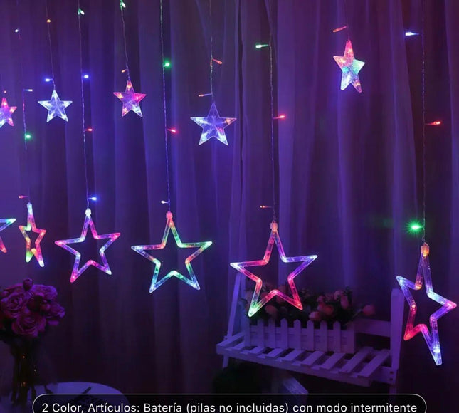 Cortina de Luces Led Estrella Doble Nivel Multicolor Navideña