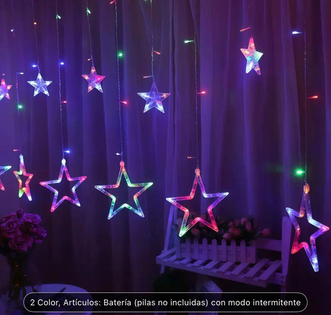 Cortina de Luces Led Estrella Doble Nivel Multicolor Navideña