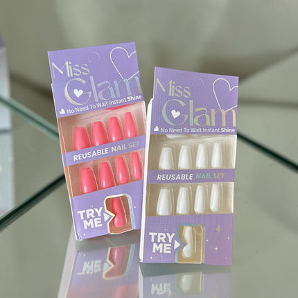 12 Uñas Postizas Colores Miss Glam $9 c/u
