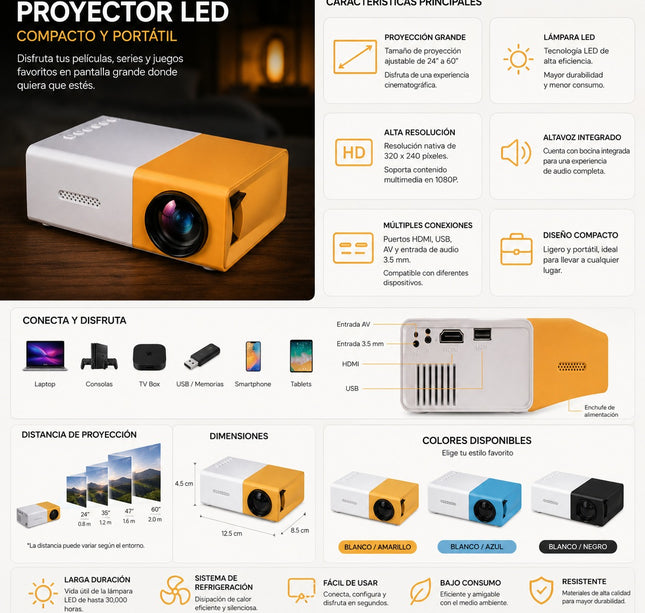 Proyector Led Con Control, diferentes Colores