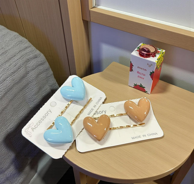 12 Pares de Pasadores Dorados Corazon Colores $5 c/u