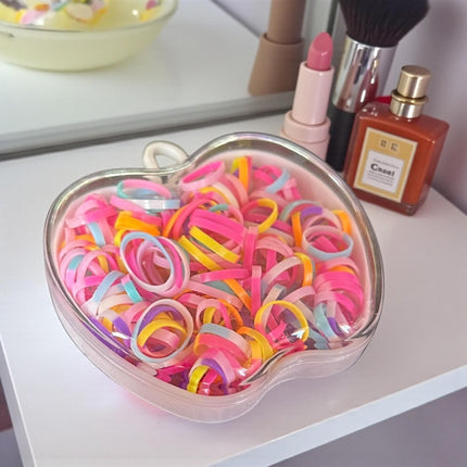 12 Estuches Manzanas con Ligas para Cabello de Colores $9.9 c/u