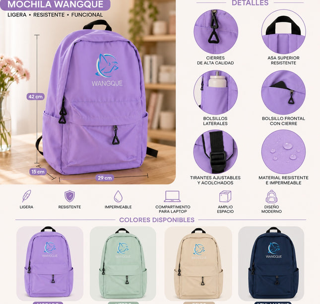 Mochila Escolar "Wangque" Colores