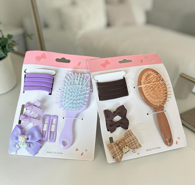 6 Sets de Cepillo con Donas, Moños y Duo de Pinzas para Cabello $35 c/u