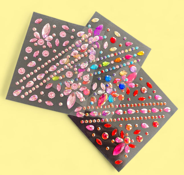 12 Planillas sticker piedras para el rostro $8.20 c/u