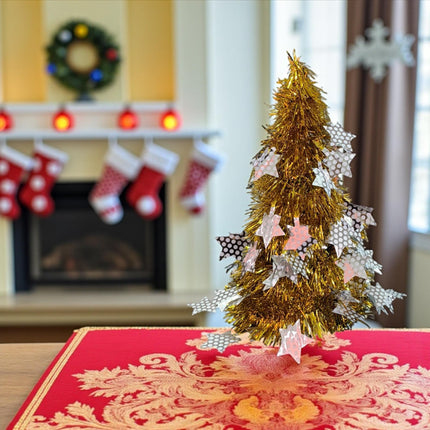 Arbol de Navidad para Escritorio Decorado Verde/Dorado