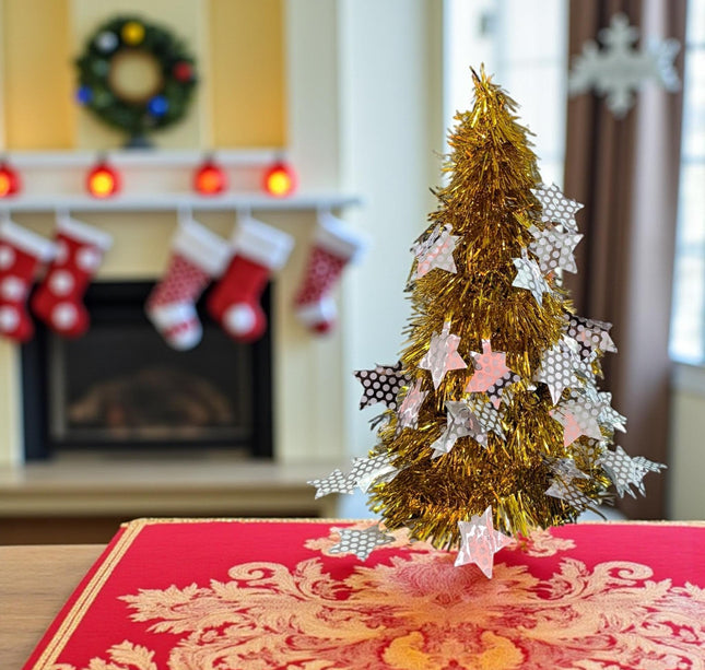 Arbol de Navidad para Escritorio Decorado Verde/Dorado