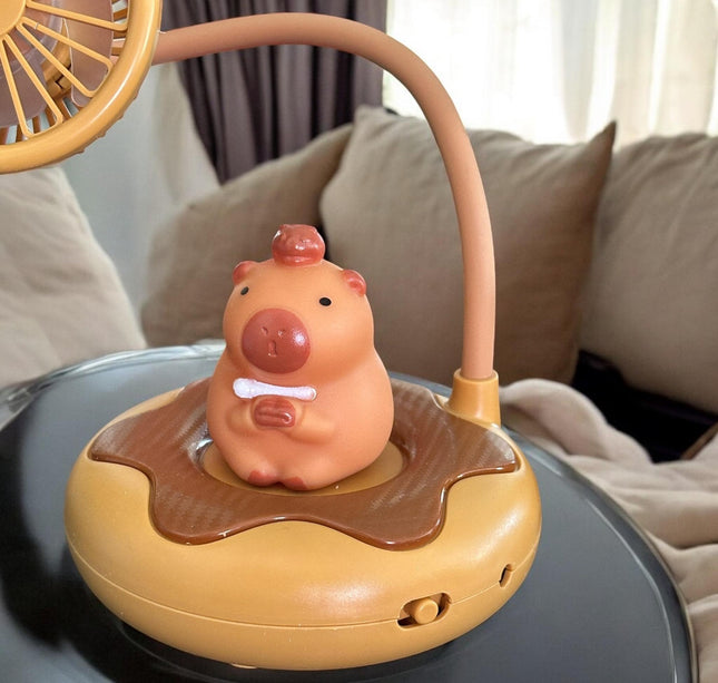 Capibara Lampara Ventilador 2 en 1 con Stickers