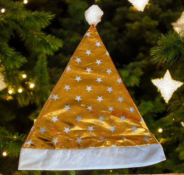 12 Gorros Navideño Metalico Decorado Rojo/Amarillo $14.17 c/u