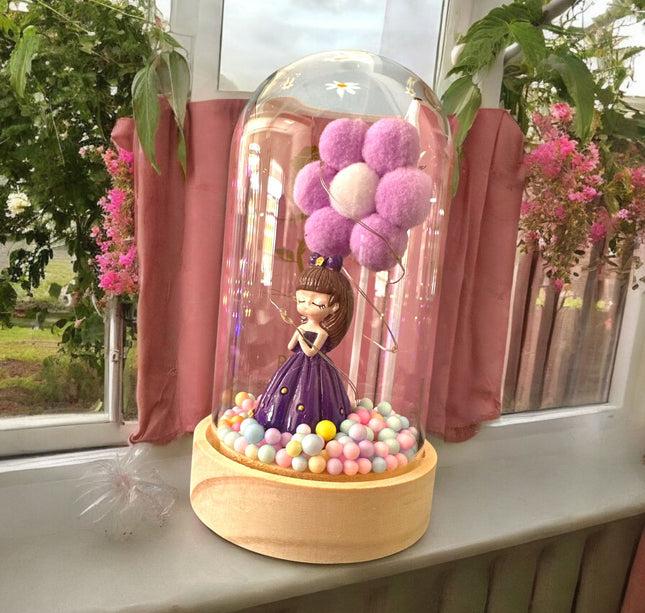 2 Muñeca Princesa con Flor y Luz en Cristal $89 c/u