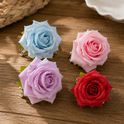 12 Pasador Rosa Hermosa con Detalle de Gotas $12.5 c/u