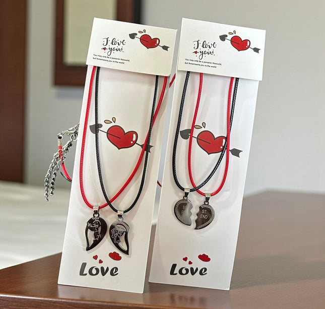12 Set Collares Parejas Corazón "Love" $10 c/u
