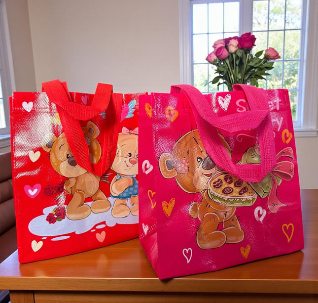 12 Bolsas Reutilizables Ositos "San Valentin" $5.9 c/u
