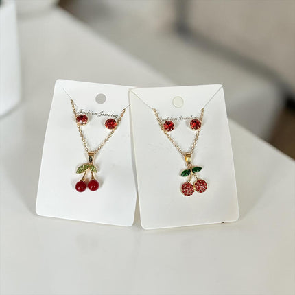 12 Sets Cereza Collar y Aretes Dorados $10 c/u