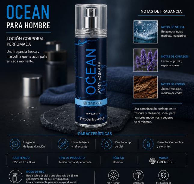 Loción para Hombre "Ocean" 250ML Grenobil