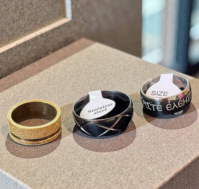 100 Anillos para Hombre Acero Inoxidable $3.5 c/u