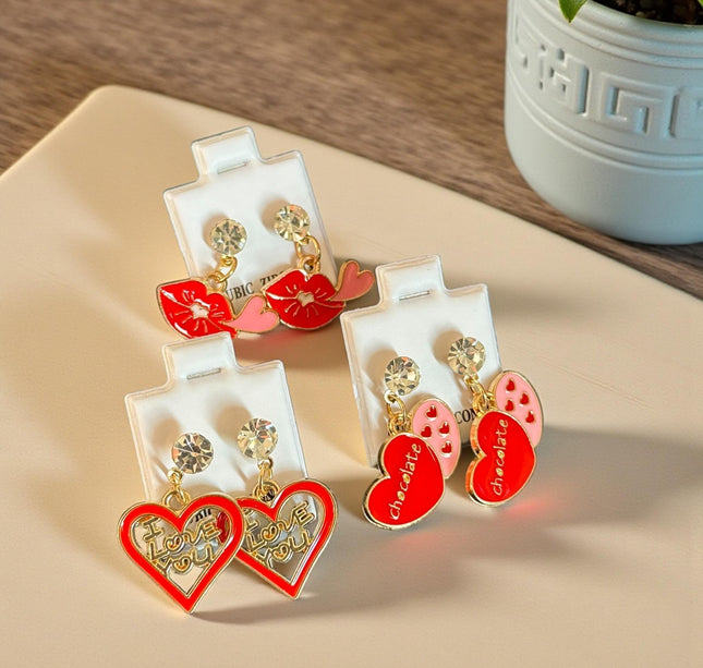 36 Aretes "San Valentin" Zirconia Pedreria $6.25 c/u