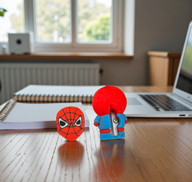12 Dúos Gomas y Sacapuntas Superheroés $9.5 c/u