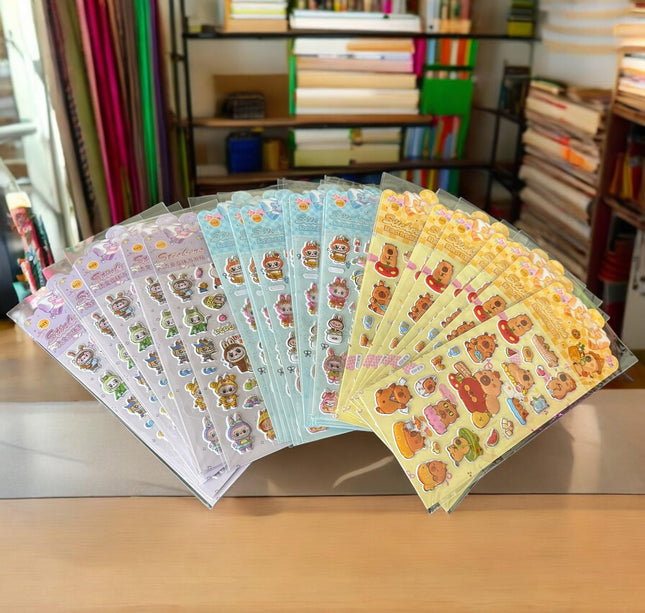 20 Planilla Stickers Labubus/Capibara $4.95 c/u