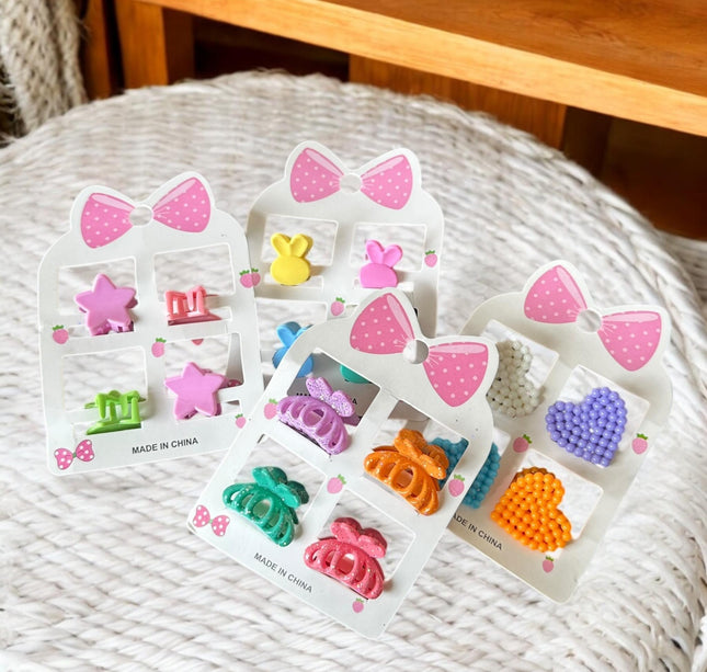 12 Sets de Mini Pinzas para Cabello Figuras $6.75 c/u