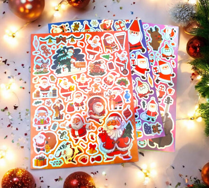 12 Sticker Metálico Navideño Tornasol $4.2 c/u