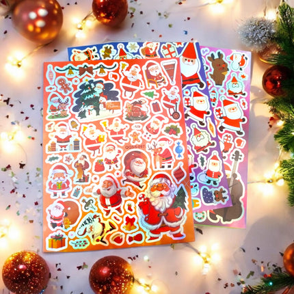 12 Sticker Metálico Navideño Tornasol $4.2 c/u