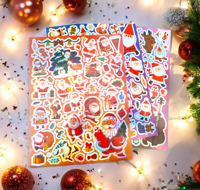 12 Sticker Metálico Navideño Tornasol $4.2 c/u